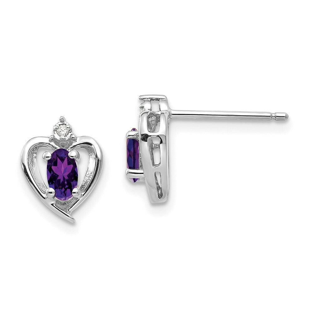 14K White Gold 0.46-Carat tw Amethyst and Diamond accent Earrings