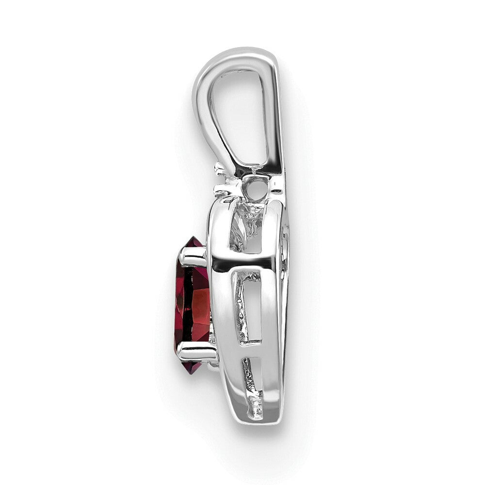 14K White Gold 0.58-Carat Oval Garnet Diamond Pendant