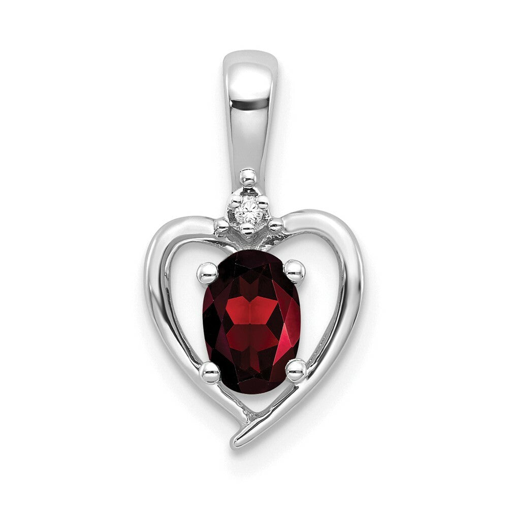 14K White Gold 0.58-Carat Oval Garnet Diamond Pendant