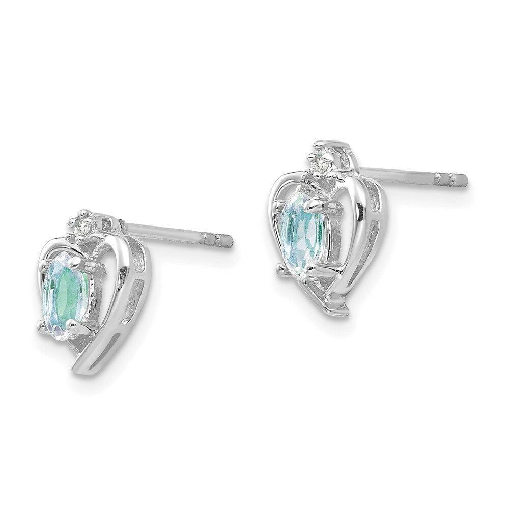 14K White Gold Aquamarine Diamond Earrings