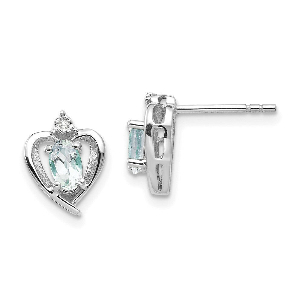 14K White Gold Aquamarine Diamond Earrings