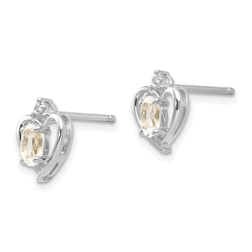 14K White Gold 0.55-Carat tw Oval White Topaz and Diamond Accent Earrings