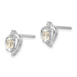 Load image into Gallery viewer, 14K White Gold 0.55-Carat tw Oval White Topaz and Diamond Accent Earrings
