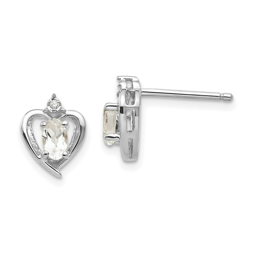 14K White Gold 0.55-Carat tw Oval White Topaz and Diamond Accent Earrings