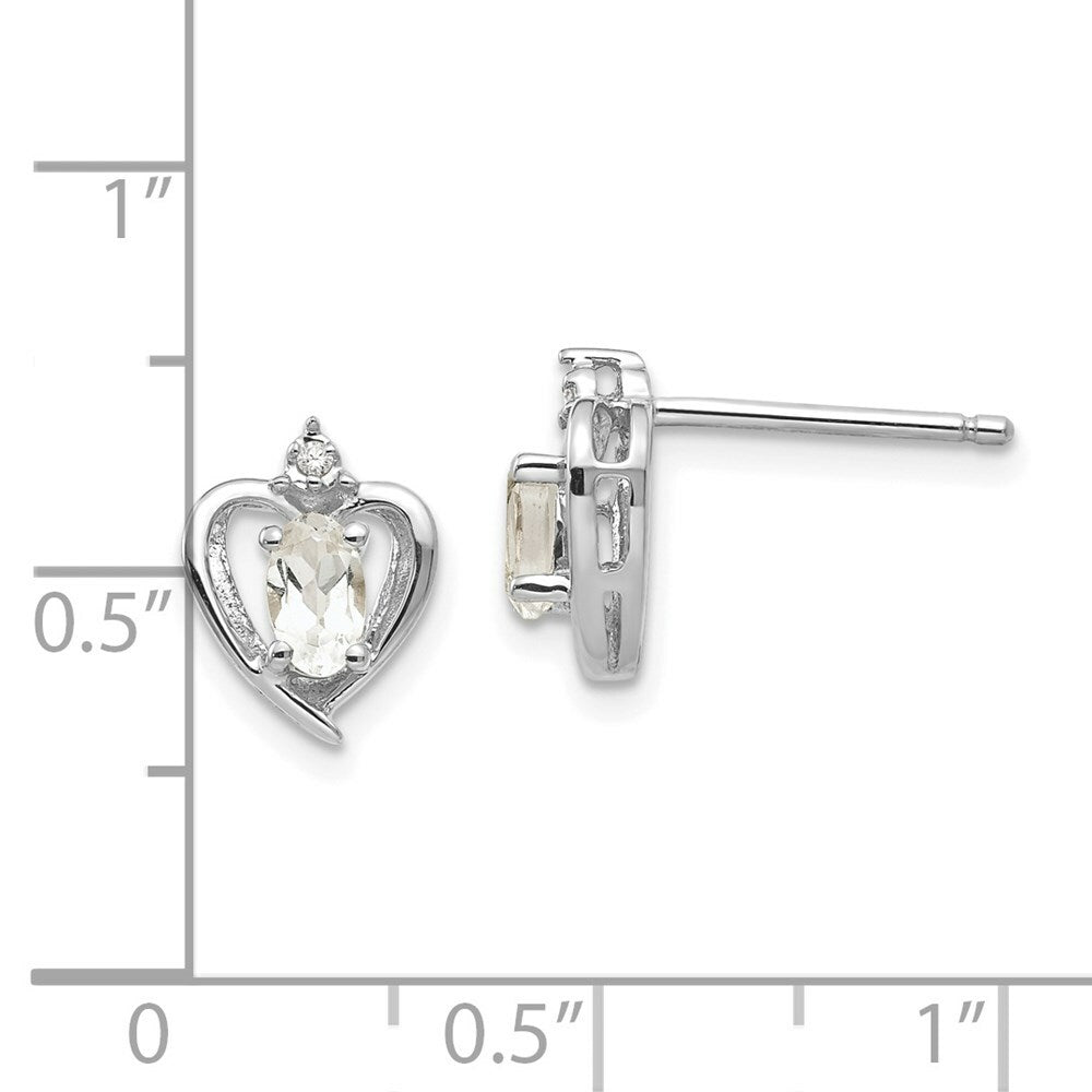14K White Gold 0.55-Carat tw Oval White Topaz and Diamond Accent Earrings