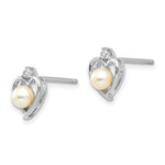 Load image into Gallery viewer, 14K White Gold Genuine Freshwater Cultured Pearl Diamond Earrings
