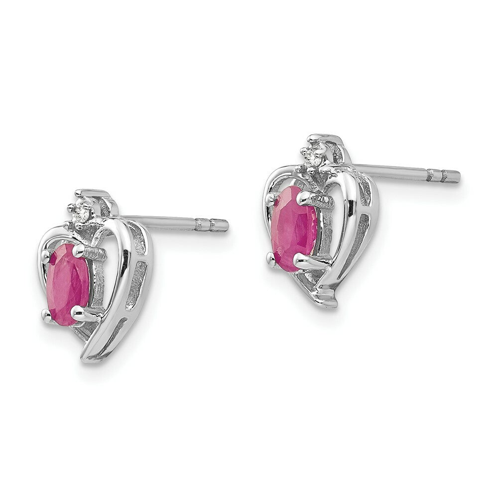 14K White Gold Ruby Diamond Earrings