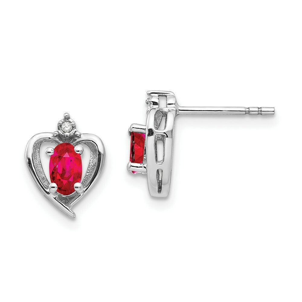 14K White Gold Ruby Diamond Earrings