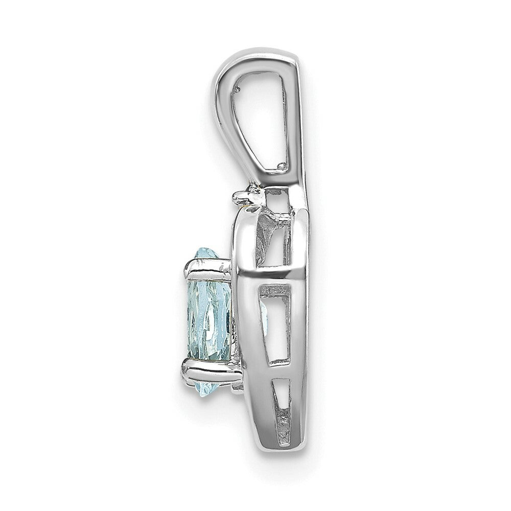 14K White Gold 0.40-Carat Oval Aquamarine Diamond Pendant