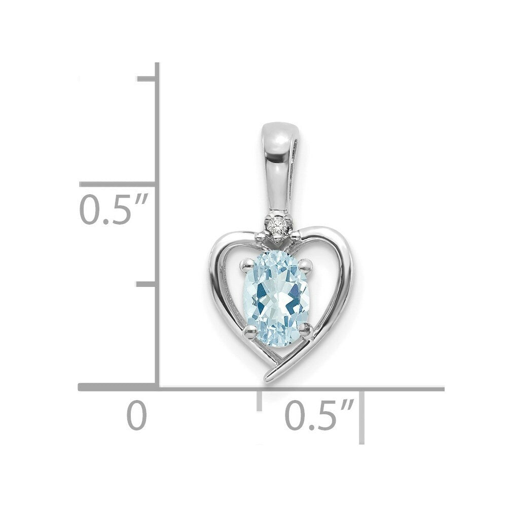 14K White Gold 0.40-Carat Oval Aquamarine Diamond Pendant