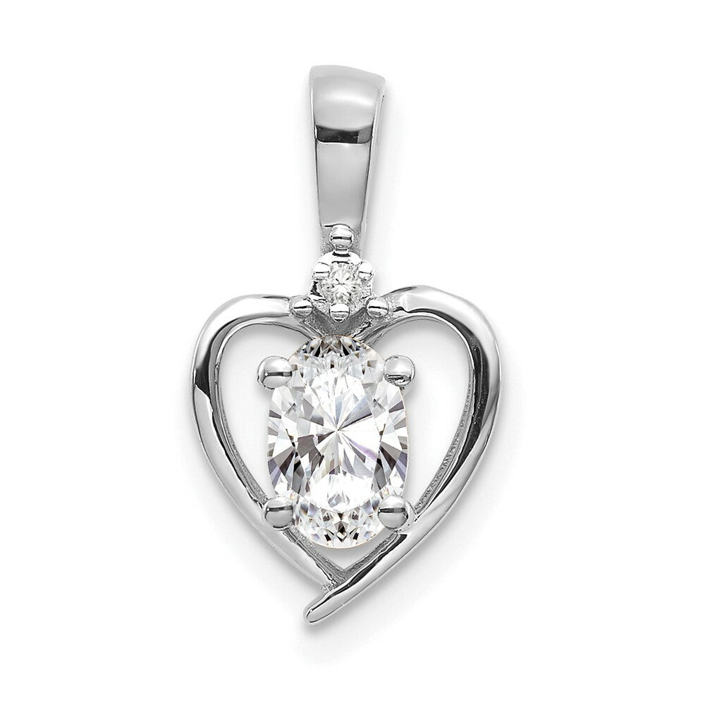 14K White Gold 0.55-Carat Oval White Topaz Diamond Pendant