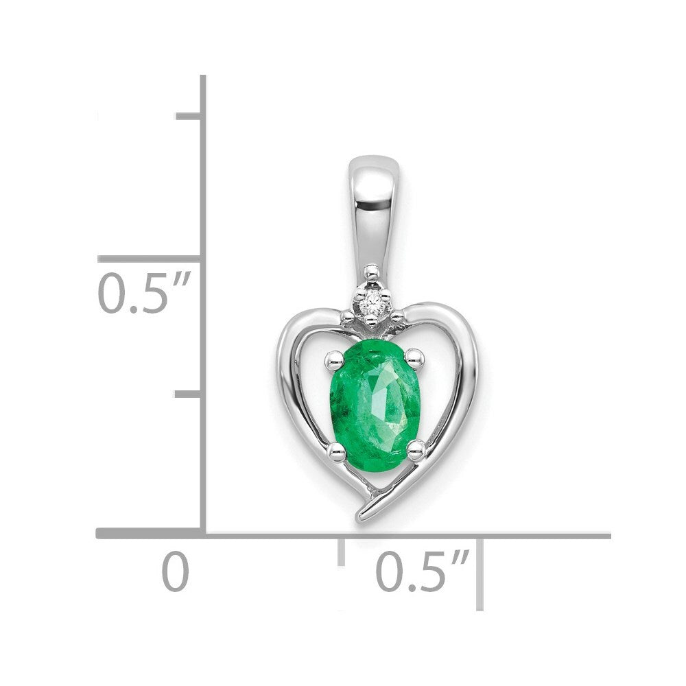 14K White Gold 0.37-Carat Oval Emerald Diamond Pendant