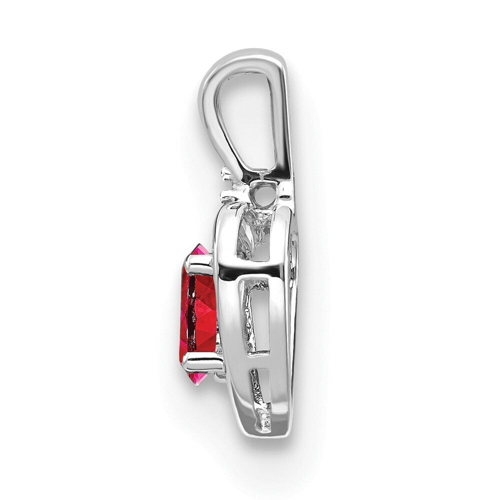 14K White Gold 0.47-Carat Oval Ruby Diamond Pendant