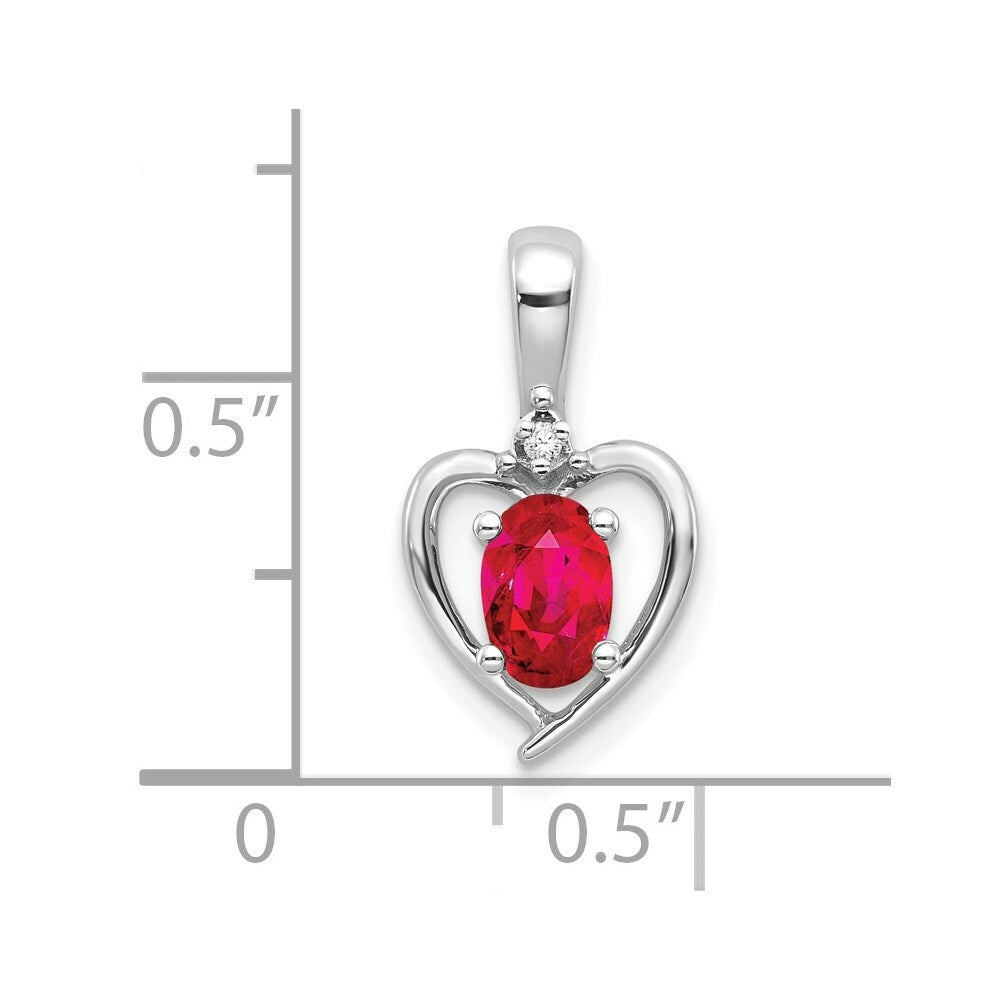 14K White Gold 0.47-Carat Oval Ruby Diamond Pendant