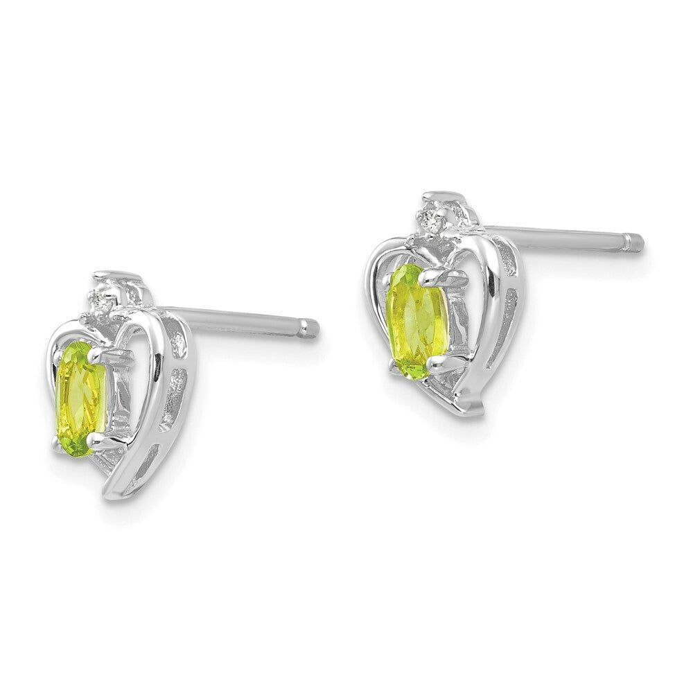 14K White Gold Peridot Diamond Earrings