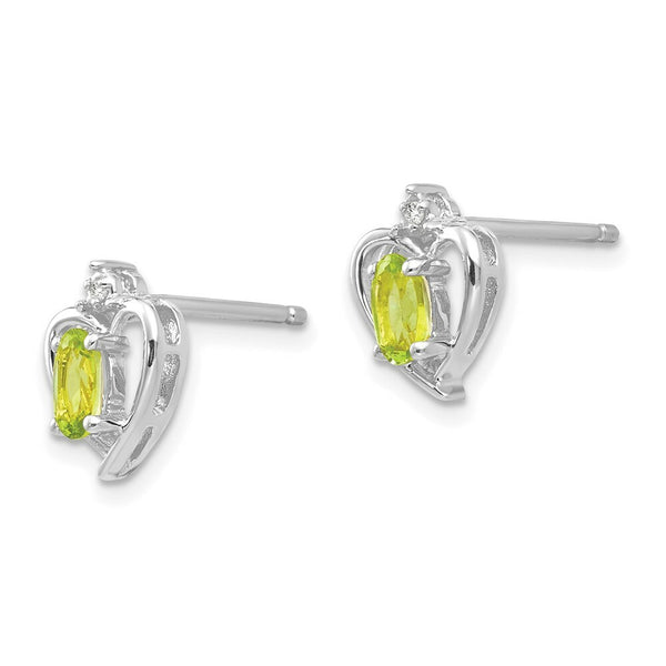 14K White Gold Peridot Diamond Earrings