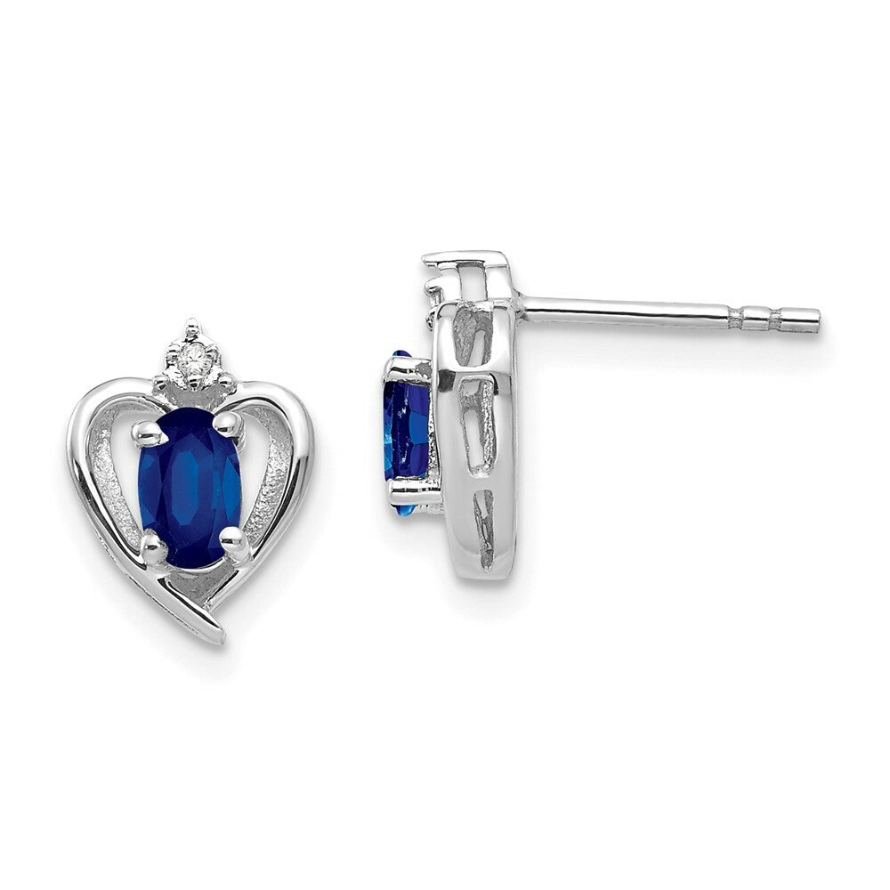14K White Gold Sapphire Diamond Earrings