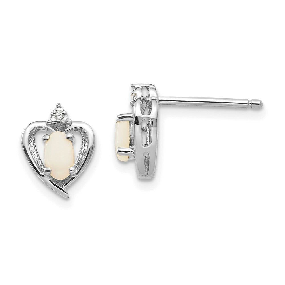 14k White Gold Opal Diamond Earring with Diamond Accent, 0.29-Carat Gemweight