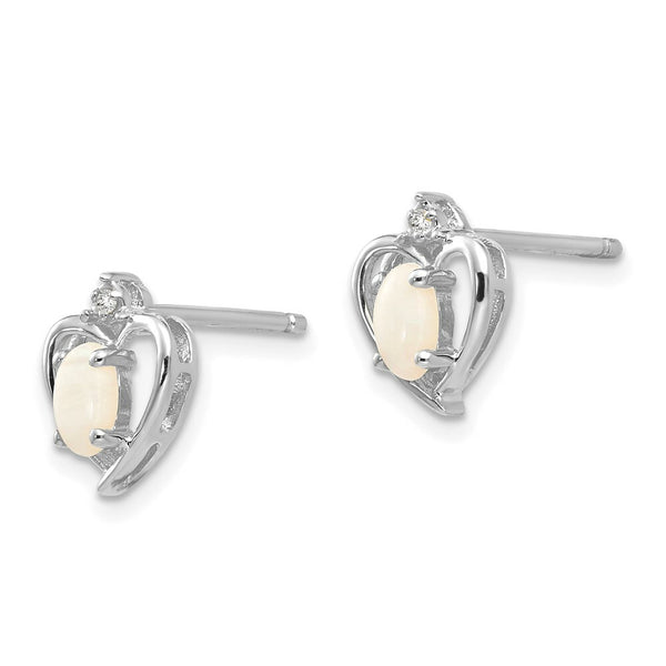 14k White Gold Opal Diamond Earring with Diamond Accent, 0.29-Carat Gemweight