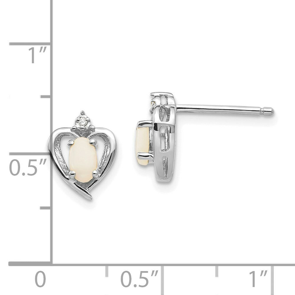 14k White Gold Opal Diamond Earring with Diamond Accent, 0.29-Carat Gemweight