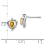 Load image into Gallery viewer, 14K White Gold 0.35-Carat Oval Citrine Diamond Accent Heart Earrings
