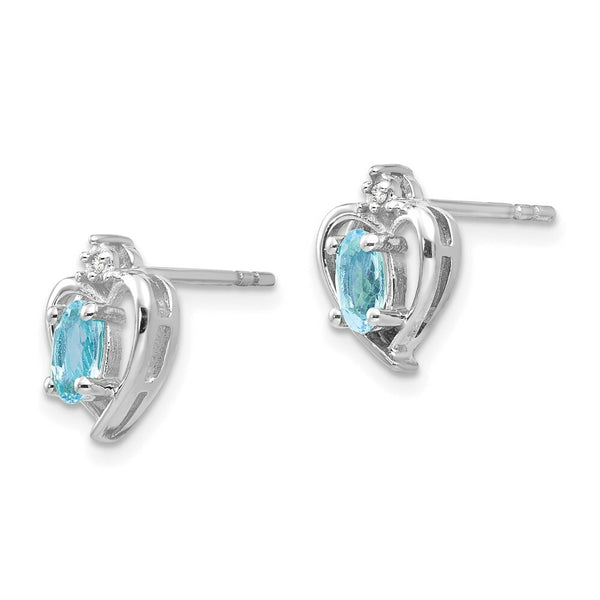 14K White Gold 0.52-Carat Oval Blue Topaz Diamond Accent Earrings