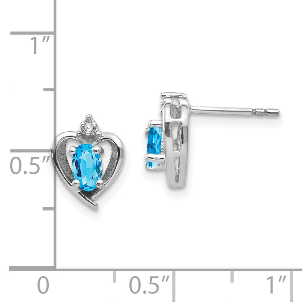 14K White Gold 0.52-Carat Oval Blue Topaz Diamond Accent Earrings