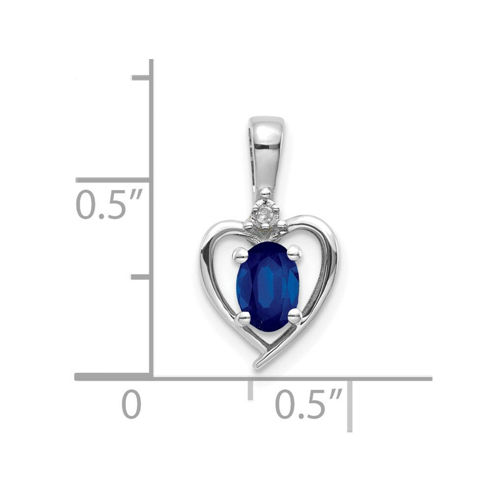 14K White Gold 0.64-Carat Oval Sapphire Diamond Pendant