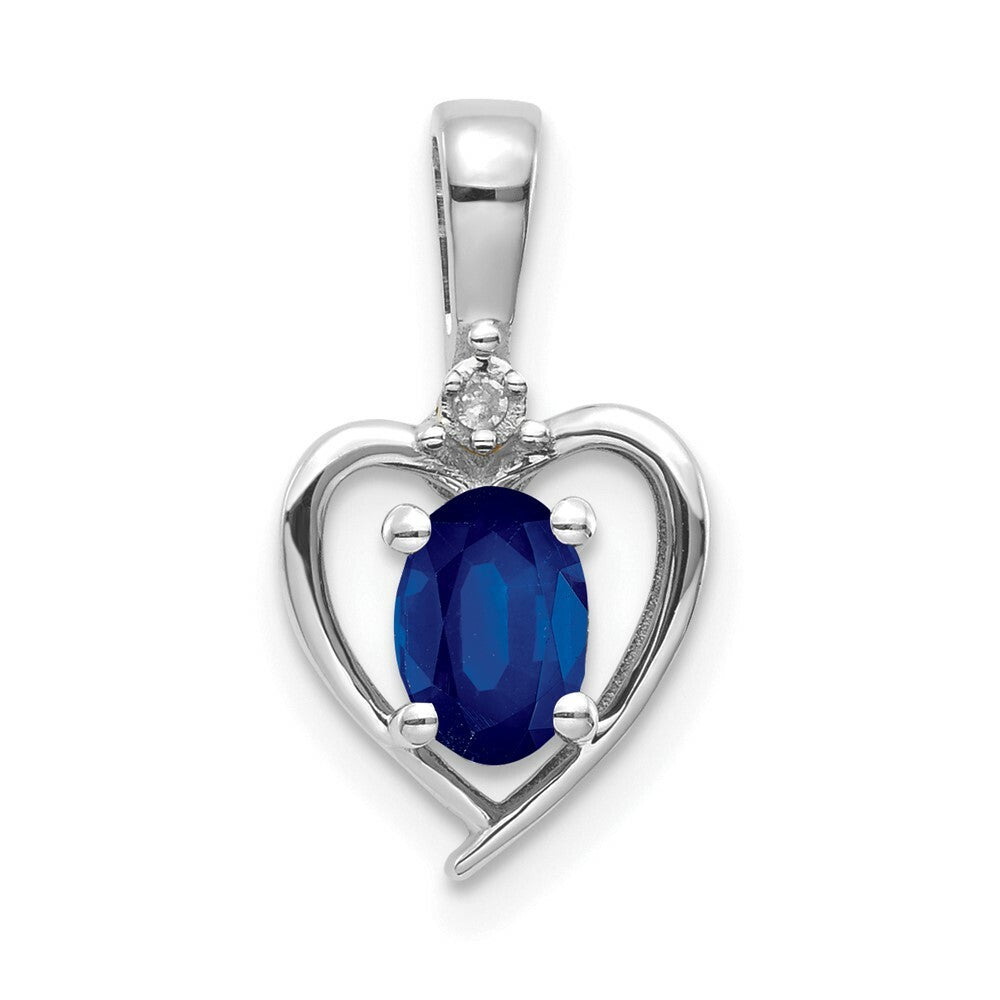 14K White Gold 0.64-Carat Oval Sapphire Diamond Pendant