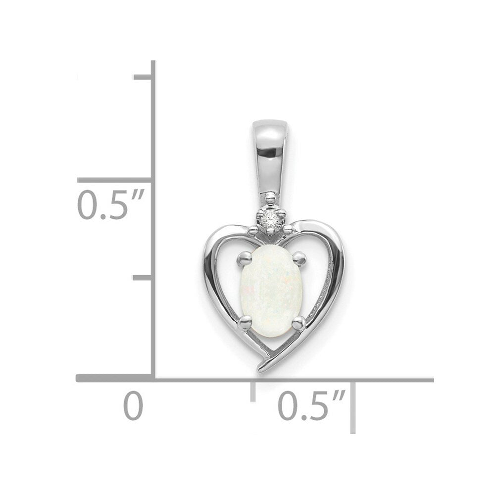 14K White Gold 0.26-Carat Oval Opal Diamond Pendant