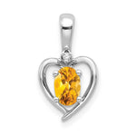 Load image into Gallery viewer, 14K White Gold 0.37-Carat Oval Citrine Diamond Pendant
