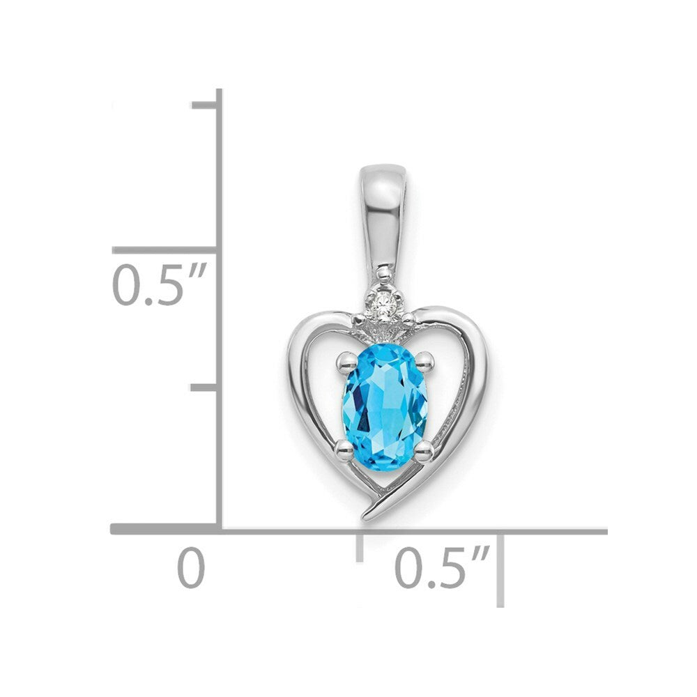 14K White Gold 1/2-Carat Oval Blue Topaz Diamond Pendant