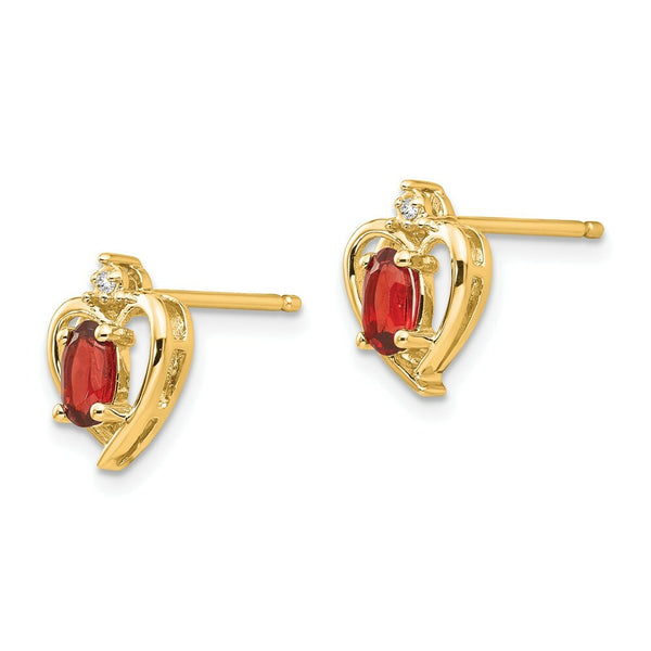 14K Yellow Gold Diamond & Garnet Earrings