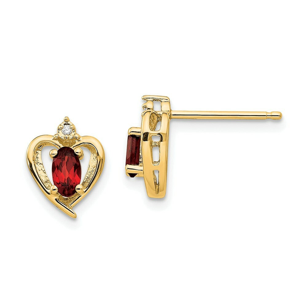 14K Yellow Gold Diamond & Garnet Earrings
