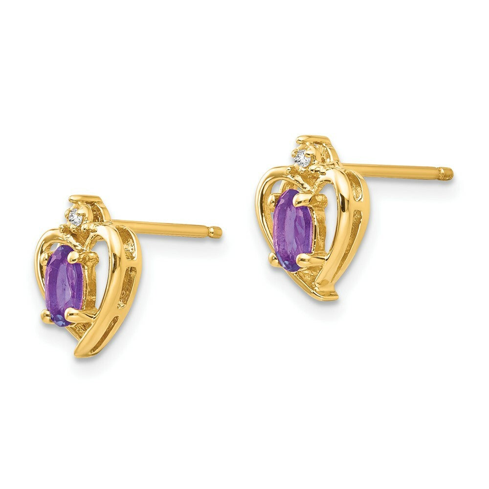 14K Yellow Gold Diamond & Amethyst Earrings