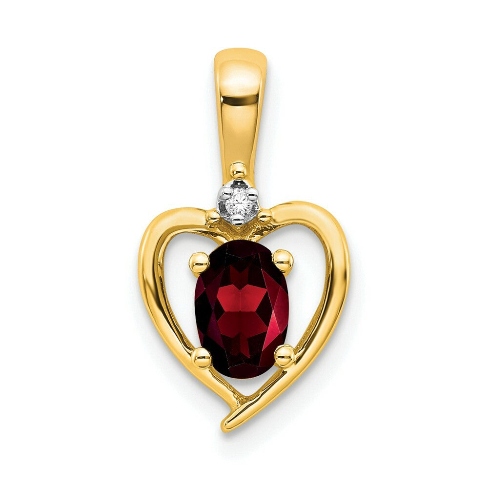 14K Yellow Gold Diamond & 0.56-Carat Oval Garnet Pendant