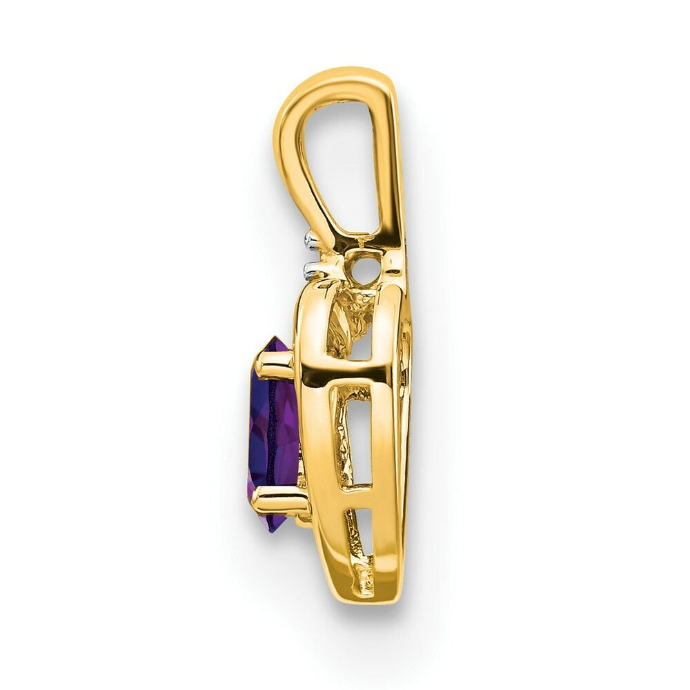 14K Yellow Gold Diamond & 0.43-Carat Oval Amethyst Pendant