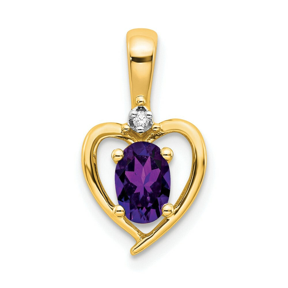 14K Yellow Gold Diamond & 0.43-Carat Oval Amethyst Pendant