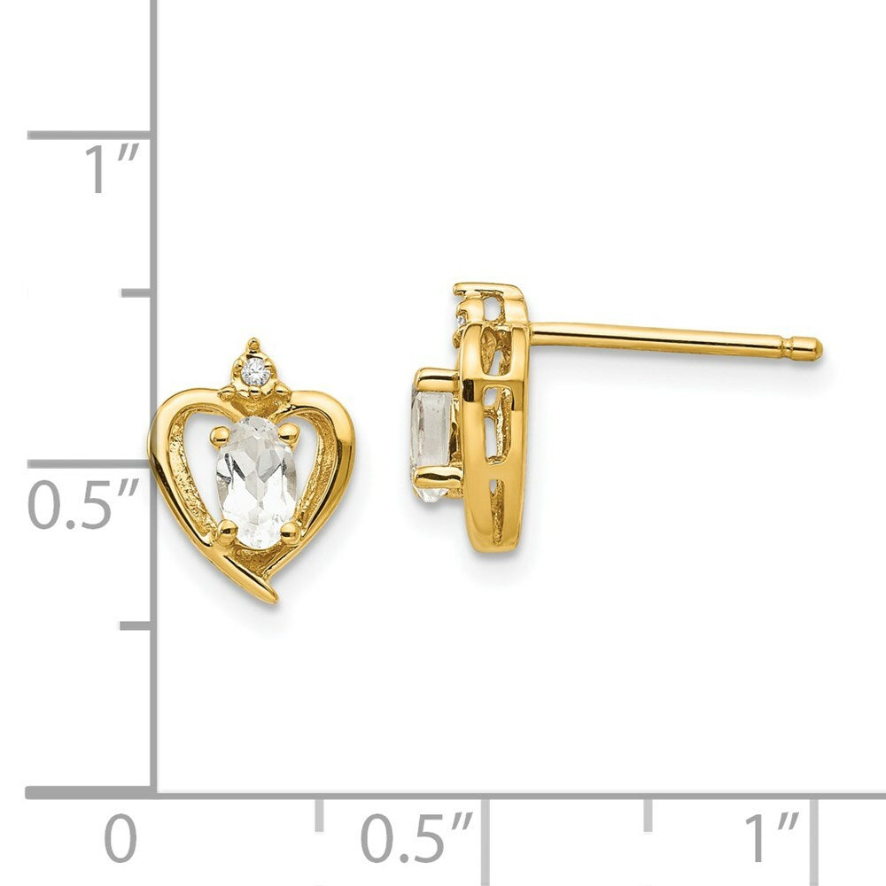 14K Yellow Gold Diamond & White Topaz Earrings