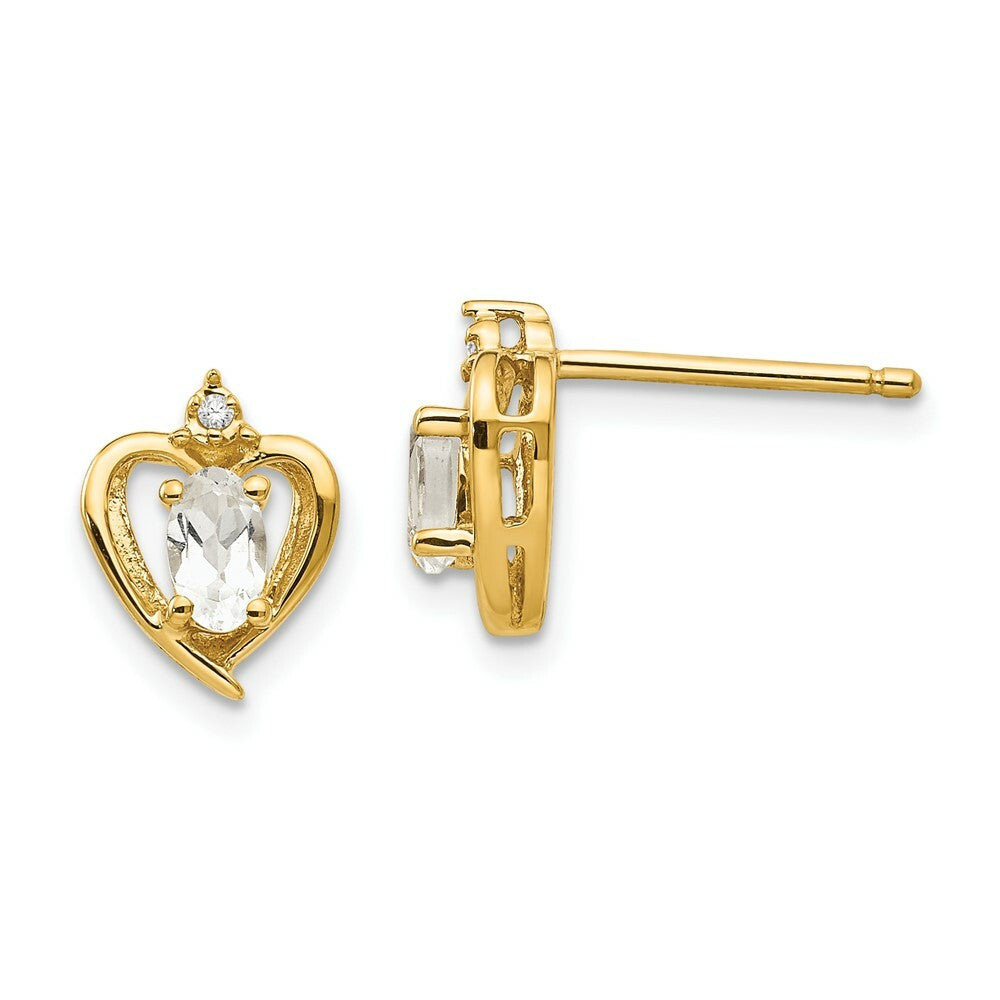 14K Yellow Gold Diamond & White Topaz Earrings