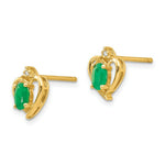 Load image into Gallery viewer, 14K Yellow Gold Diamond &amp; Emerald Earrings
