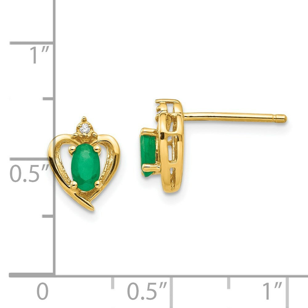 14K Yellow Gold Diamond & Emerald Earrings