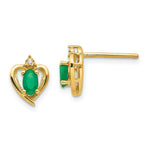 Load image into Gallery viewer, 14K Yellow Gold Diamond &amp; Emerald Earrings
