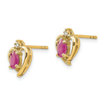 Load image into Gallery viewer, 14K Yellow Gold Diamond &amp; Ruby Earrings
