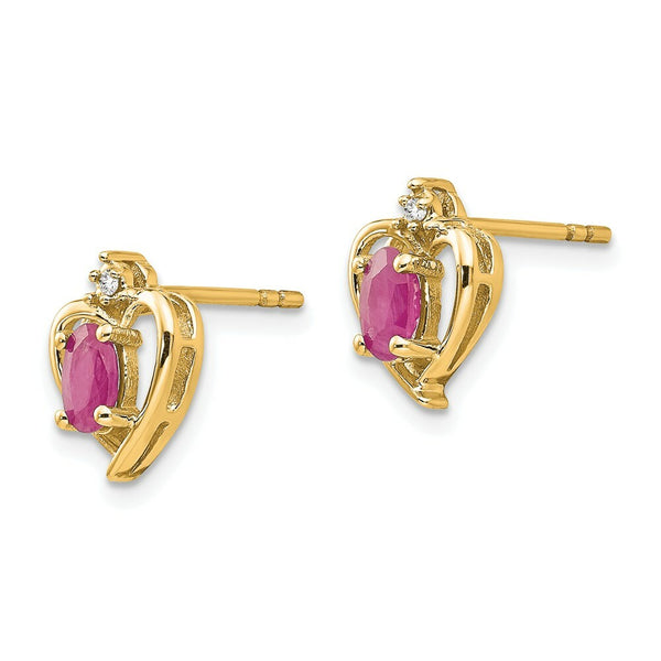 14K Yellow Gold Diamond & Ruby Earrings