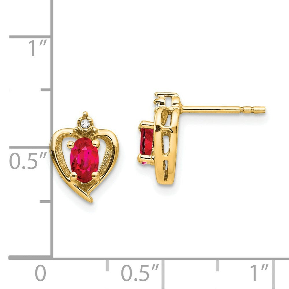 14K Yellow Gold Diamond & Ruby Earrings