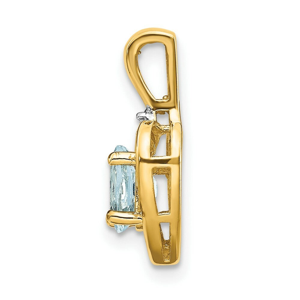 14K Yellow Gold Diamond & 0.38-Carat Oval Aquamarine Pendant
