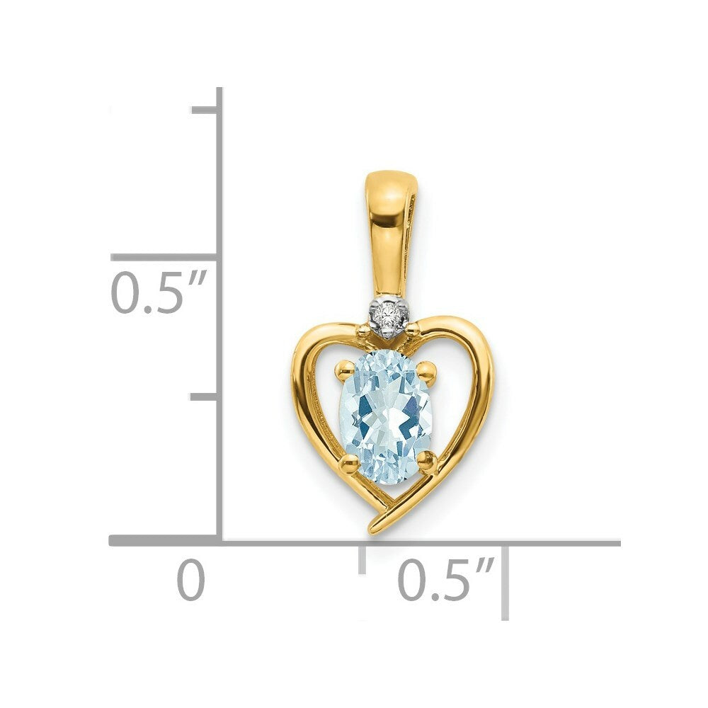 14K Yellow Gold Diamond & 0.38-Carat Oval Aquamarine Pendant