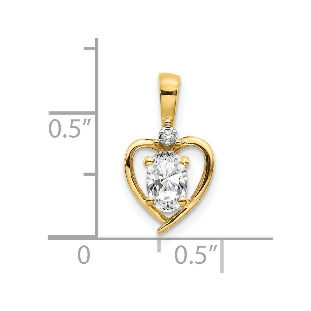 14K Yellow Gold Diamond & 0.54-Carat Oval White Topaz Pendant