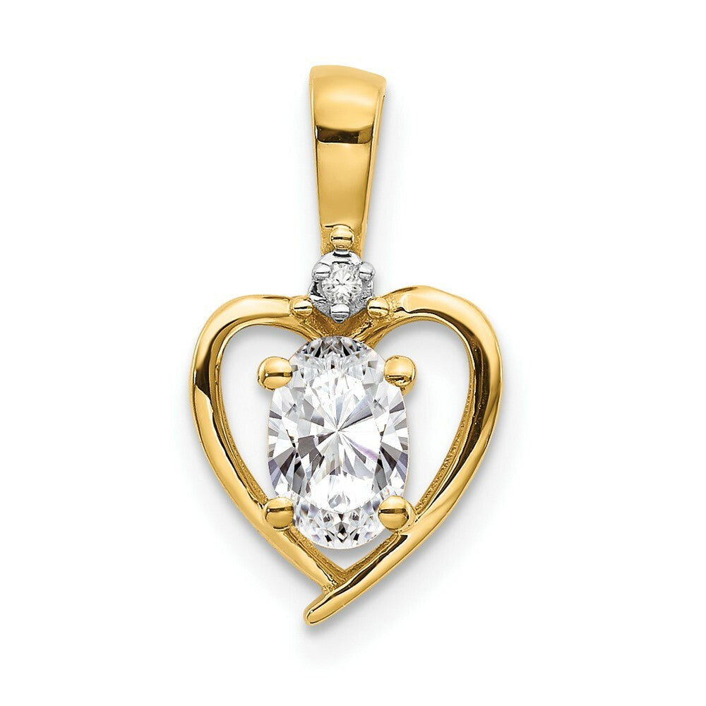 14K Yellow Gold Diamond & 0.54-Carat Oval White Topaz Pendant